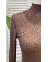 Body en transparencia con cuello perkins y pedrería.