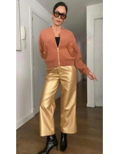 Pantalón efecto cuero cropped 2