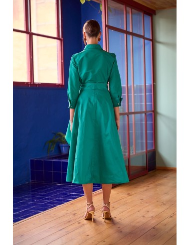 Vestido Carla Ruiz Camisero con manga francesa y moña en la cintura. Mod. 152502