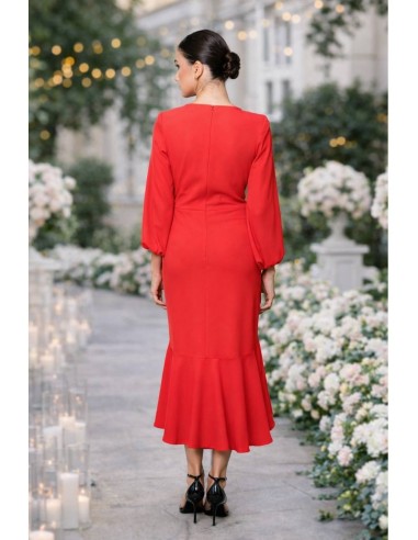Vestido de corte midi en crepe elástico