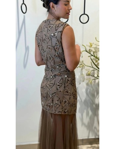 Vestido guipur y tul pedrería