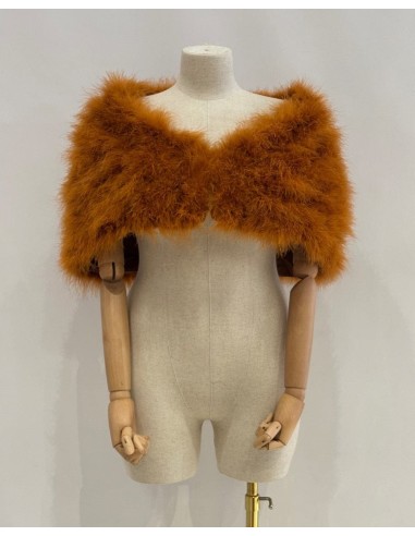 Capa de plumas con cierre frontal mediante broche interior.