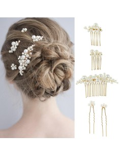 Peinas de metal, con perlas ideal para un recogido sencillo y elegante. 2