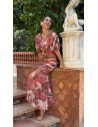 Vestido combinado tul drapeado marrón chocolate. Últimas tendencias 2026 con la mejor calidad.