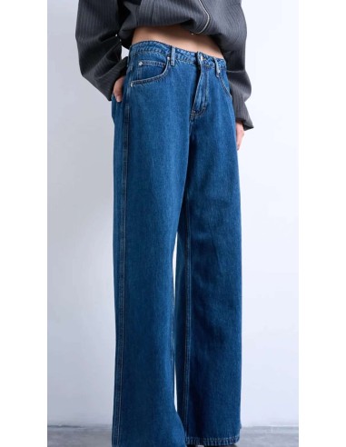 Jeans de tiro alto palazzo en tejido azul oscuro y cinco bolsillos. Tejido elástico.