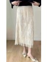 Falda midi de flecos con cinturilla elástica (talla desde 36 hasta