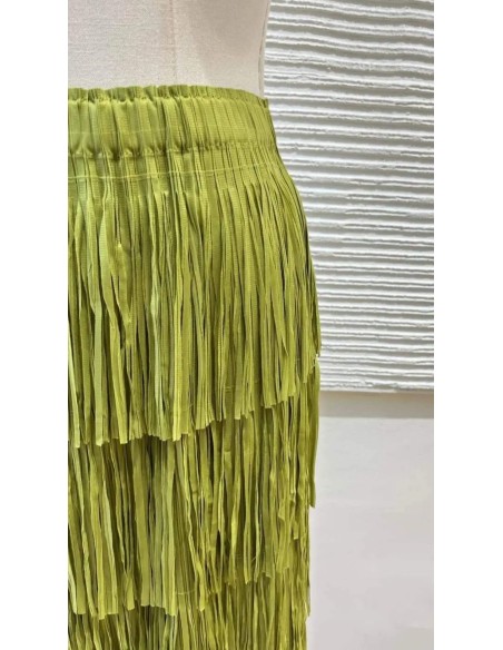 Falda midi de flecos con cinturilla elástica (talla desde 36 hasta