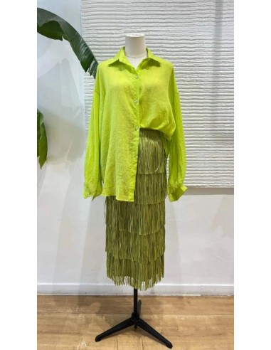 Falda midi de flecos con cinturilla elástica (talla desde 36 hasta