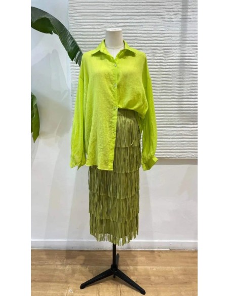 Falda midi de flecos con cinturilla elástica (talla desde 36 hasta