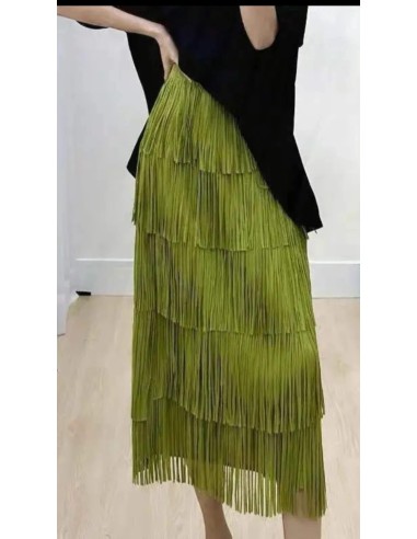 Falda midi de flecos con cinturilla elástica (talla desde 36 hasta