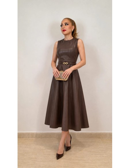 Vestido midi efecto piel