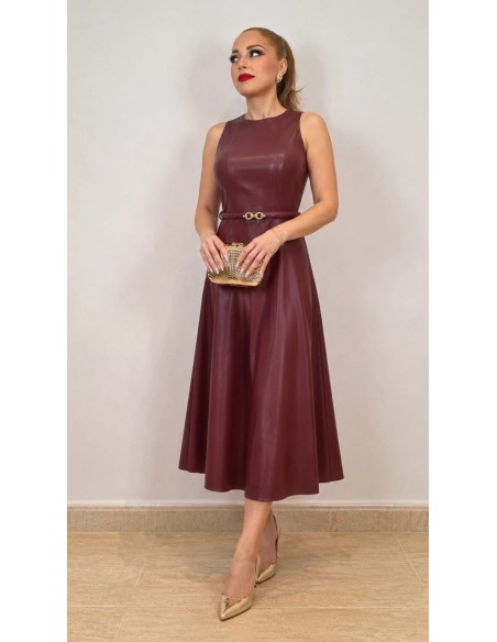 Vestido midi efecto piel