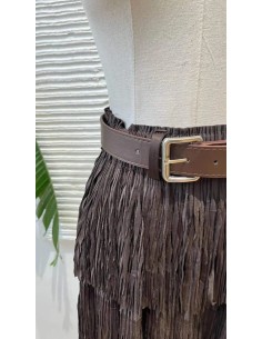 Falda midi de flecos con cinturilla elástica (talla desde 36 hasta