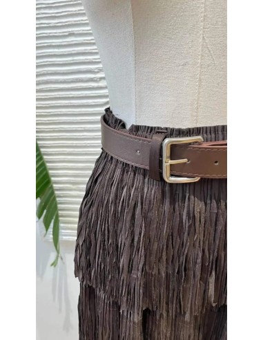 Falda midi de flecos con cinturilla elástica (talla desde 36 hasta