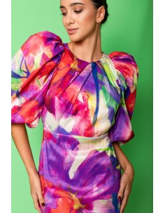 Vestido mini de tafetán estampado. 2
