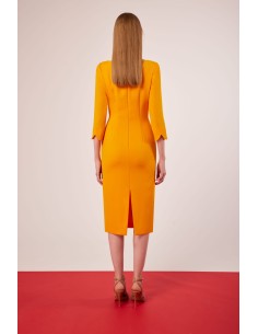 Vestido  midi pliegues flores Carla Ruiz confeccionado en crepe. 2