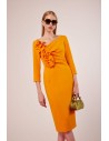 Vestido  midi pliegues flores Carla Ruiz confeccionado en crepe.
