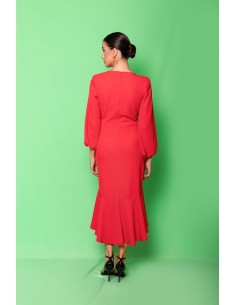 Vestido de corte midi en crepe elástico 2