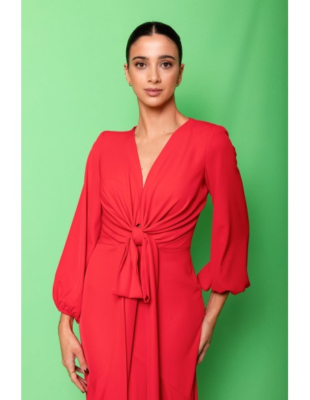 Vestido de corte midi en crepe elástico