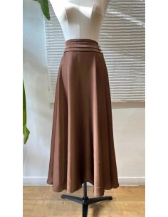 Falda de vuelo satinada con botones cinturilla y bosillos. Última tendencia al mejor precio. 2